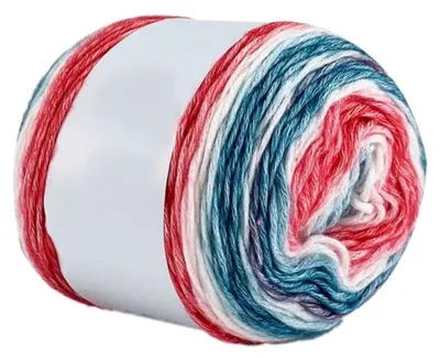 Obrázok produktu pre Priadza na háčkovanie, prechody farieb, bavlna/akryl, 2x100g, modro-červená, vhodná pre začiatočníkov
