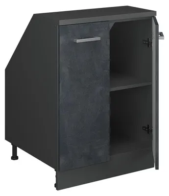 Produktbild von Dachschrägenschrank Vicco Rion Schwarz Beton 60 x 81.6 cm mit 2 Türen, Schrankkorpus 60 cm Tiefe, Model 60425