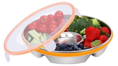 Produktbild von Geteilte Snackbox mit Deckel für Obst und Dips