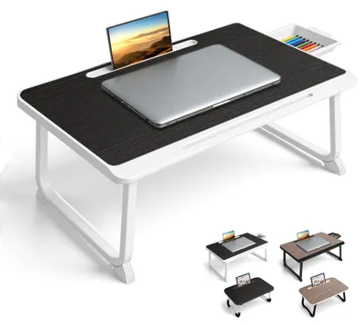 Obrázek produktu pro Přenosný stolek na notebook, multifunkční stolek pro snídani a práci, černý