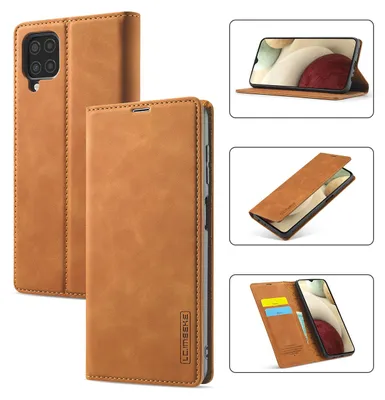 Obrázek produktu pro Galaxy A12 5G Kožené pouzdro s funkcí stojánku a držákem karet, peněženkový design pouzdro pro Samsung Galaxy A12 5G Hnědý
