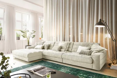 Produktbild von KAWOLA Sofa LANA XL Ecksofa Cord cremeweiß Recamiere links