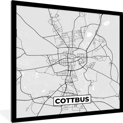 Produktbild von MuchoWow® Gerahmtes Poster Deutschland - Karte - Cottbus - Karte - Stadtplan 40x40 cm - Poster mit Schwarzem Bilderrahmen Wandposter Rahmen Foto Bilder - Mit Rahmen - Wanddekoration Schlafzimmer