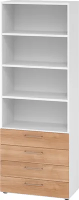 Produktbild von bümö smart Schubladen Regal - 4 Schübe - Nachbildung: Weiß/Nussbaum