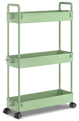 Obrázek produktu pro Kuchyňský regál - Úzký vozík na kuchyni - 3 patra - 13 x 40 x 61 cm - Kolečka - Do kuchyně, koupelny a garáže
