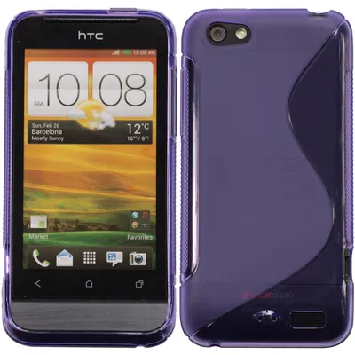 Produktbild von PhoneNatic Case kompatibel mit HTC One V - lila Silikon Hülle S-Style + 2 Schutzfolien