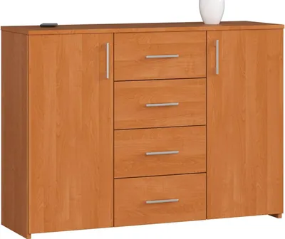 Obrázek produktu pro Stylová komoda z olejovaného dubu se 4 zásuvkami a stříbrnými úchyty