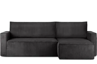 Obrázek produktu pro Konsimo levá/pravá rohová pohovka s funkcí spaní s područkami "NAPI", tmavě šedá, manšestrová tkanina, Loft, 246x89x148cm