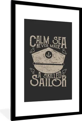 Produktbild von MuchoWow® MuchoWow® Gerahmtes Poster Jahrgang - Segeln - Hut 60x90 cm - Poster mit zchwarzem Bilderrahmen - Dekoration - Wandposter Wohnzimmer - Hochwertig