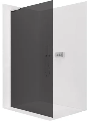 Produktbild von CERANO – Duschabtrennung Walk-in Onyx L, linke Stütze – 8 mm – Chrom, getöntes Glas (grau) – 110 x 200 cm