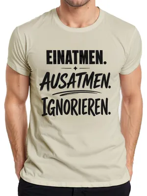 Productafbeelding van Inademen, uitademen, en, grappig, uitspraak, statement, sarcasme, heren T-shirt, natuur, L