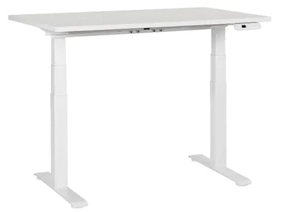 Obrázek produktu pro BELIANI Výškově nastavitelný psací stůl bílá deska stolu s ocelovým rámem 120 x 72 cm elektrické nastavení výšky moderní kanceláře