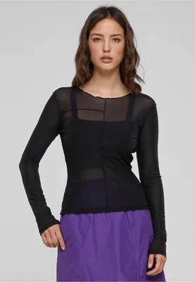 Image de Urban Classics Ladies Exposed Seam Mesh Longsleeve Noir - M
