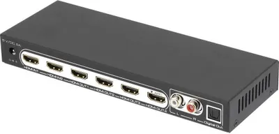 Produktbild von SpeaKa Professional 4 Port HDMI-Splitter mit Audio-Ports, mit Fernbedienung 3840 x 2160 Pixel Schwarz