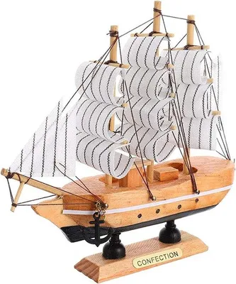 Produktbild von Holzschiff Dekoration Antikes Segelschiff Weiß - 16x17x7 cm