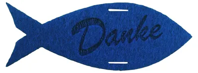 15 Filz-Fische 80 mm, Gravur "Danke", dunkelblau
