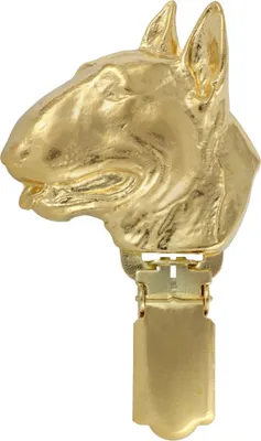 Image de Bull Terrier - broche avec clip, porte-numéro doré, élégant badge pour exposition canine de la marque Art-Dog