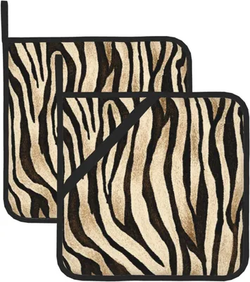 Produktbild von Topflappen mit Tigerhautmuster im 2er-Set, hitzebeständig und rutschfest für Küche, Kochen und Backen, 20,5 x 20,5 cm