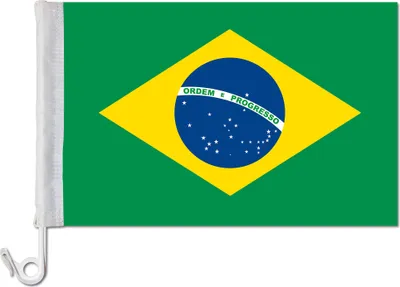 Produktbild von Brasilien Autofahne für Seitenscheibe, 115 g/m² Stoff, doppelte Sicherheitsnähte