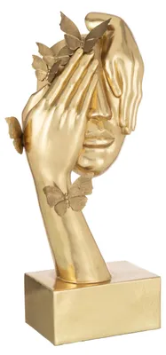 Zdjęcie produktu dla J-Line Face Butterflies Standing Poly Gold