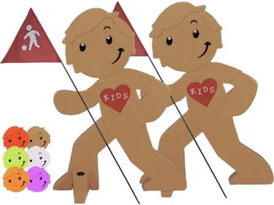 Produktbild von StreetBuddy - Warnfigur, Warnaufsteller, Warnschild für Kindersicherheit 2er Set (Beige)