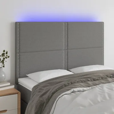 Produktbild von The Living Store LED Kopfteil Dunkelgrau 144x5x118/128 cm Stoff