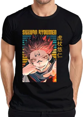 Zdjęcie produktu dla Koszulka męska Sukuna Ryoumen Jujutsu Kaisen Demon Red Gloomy Fan Gift, Czarny, XXL