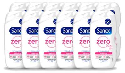 Produktbild von 12 x Sanex Zero% Duschgel für empfindliche Haut - 400 ml - Vorteilspackung - 12 Stücke