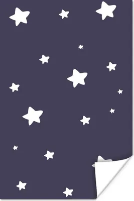 Produktbild von MuchoWow® Poster Illustration mit einem Muster aus weißen Sternen auf einem dunkelblauen Hintergrund 40x60 cm - Plakate für die Wand - Poster Babyzimmer