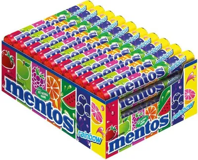 Produktbild von Mentos Rainbow Kaubonbons, 40x 37,5g Rollen