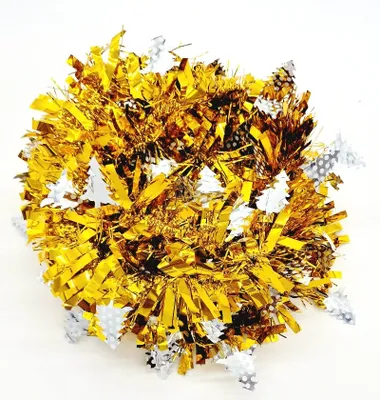 Produktbild von Lametta 5m Girlande Weihnachten Weihnachtsgirlande Christbaumschmuck Deko Breit BF6 Gold