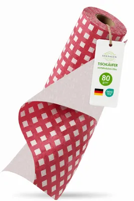 Immagine prodotto di Runner da tavola Sensalux 30cm x 25m a scacchiera bianco-rosso