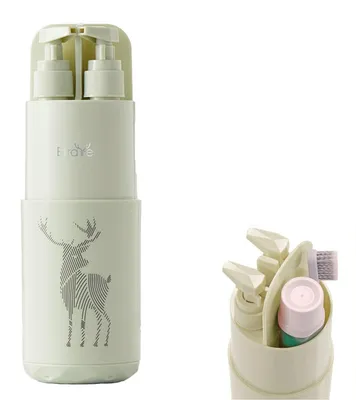 Immagine prodotto di Borsa da viaggio multifunzione 5-in-1, con contenitori, flaconi dosatori, specchio e pettine, portatile, verde