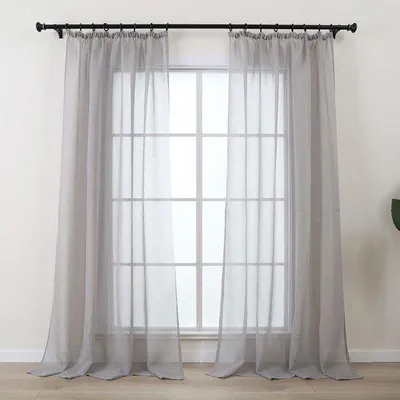 Immagine prodotto di Tende grigio chiaro per soggiorno, effetto lino moderno, set da 2, 225 cm