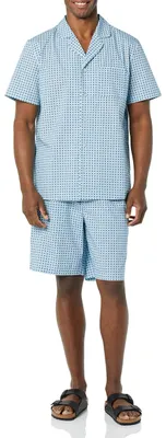 Immagine prodotto di Set da pigiama corto da uomo Essentials, realizzato in popeline di cotone elasticizzato, con scollo a V