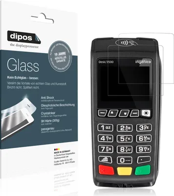 Produktbild von 2x Schutzfolie für Ingenico Desk 3500 - Anti-Shock 9H Folie dipos Glass Kunststoffglas
