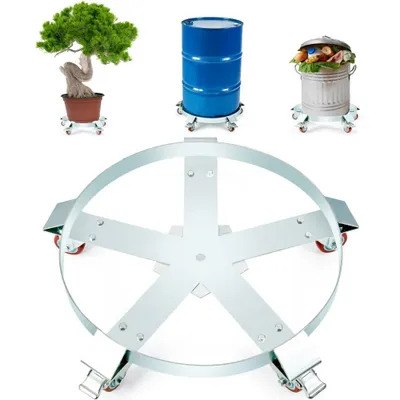 Produktbild von Fasswagen 250L Kohlenstoffstahl Transportroller - Ø607mm Rollbrett - 5 Universalräder (2 mit Bremsen) - Transportwagen für bis zu 567kg Fass