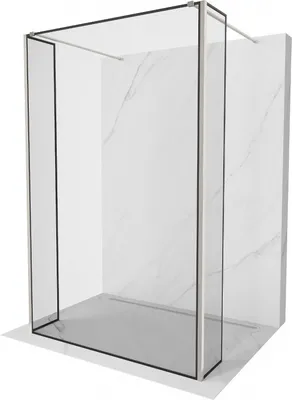 Produktbild von Mexen Kioto Duschwand freistehend 110 x 30 x 30 cm, schwarzes Muster, gebürstetes Nickel - 800-110-030-222-97-70-030