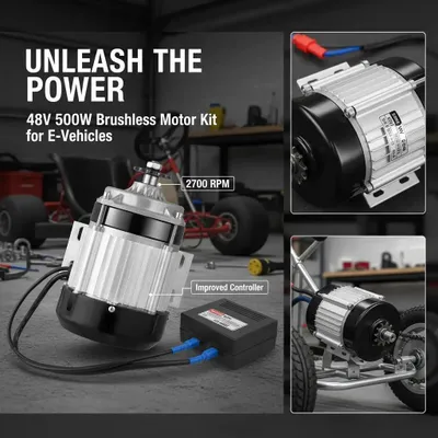Image de Moteur électrique DC sans balais - Kit moteur pour kart - Avec régulateur de vitesse - 2700 tr/min