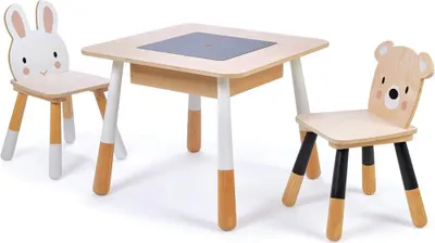Obrázek produktu pro Tender Leaf Toys Forest Table and Chairs, Židle, Černá, Bílá, Dřevo, Dřevo, Vnitřní, 3 rok/roky, 56 cm