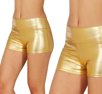 Produktbild von 70s Glamour Glanz Shorts Gold Party Retro Disco Tanz Karneval Kostüm Futuristischer Look, Größe: 42 - 44 (L) Farbe: Gold