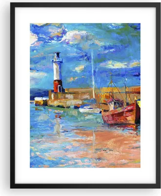 Produktbild von Gerahmtes Poster - Schwarzer Rahmen - Leuchtturm Meer - 40x50 cm - Wand Bild - Wanddeko - Wandbilder - Kunstposter - Wandposter - Bilderrahmen - Bilder - Kunstdruck - Wandbild - P2BPA40x50-3693