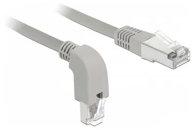 Image de Delock Netzwerkkabel RJ45 Cat.6A S/FTP unten gewinkelt / gerade 2 m