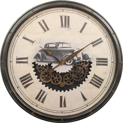 Produktbild von Clayre & Eef Wanduhr Ø 76x8 cm Schwarz Beige Kunststoff
