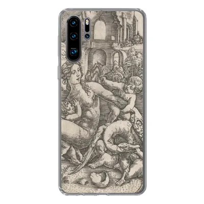 Produktbild von MuchoWow® Handyhülle Schutzhülle Hülle für Huawei P30 Pro Leda und der Schwan mit ihren vier Kindern - Gemälde von Meister IB mit dem Vogel Silikon Softcase Handy Hülle - Schutzdeckel