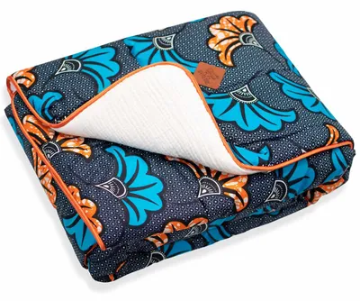 Image de Pour enfants, couverture Wax - 100 x 70 cm - Bleu | par SEVIRA KIDS