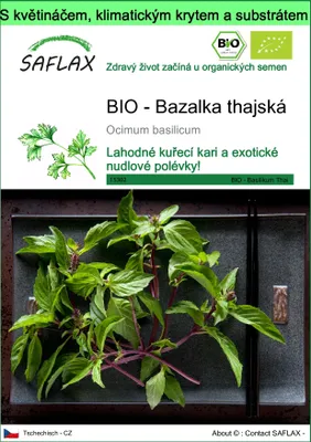 Obrázek produktu pro SAFLAX Garden to go - BIO - Bazalka thajská - Ocimum basilicum - 250 Semena - S květináčem, klimatickou poklicí a pěstebním substrátem