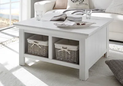 Produktbild von MCA furniture Couchtisch Westerland Hooge, pinie weiß, quadratisch, Landhausstil, Faserplatte mit pflegeleichter Kunststoffoberfläche, B/T/H: 93 cm / 93 cm / 50 cm, aus nachhaltiger Forstwirtschaft