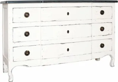 Produktbild von Casa Padrino Landhausstil Shabby Chic Kommode mit 3 Schubladen Antik Weiß / Schwarz 130 cm