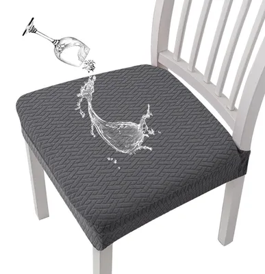 Obrázok produktu pre Poťahy na stoličky Jacquard, vodeodolné, sivé, 6 kusov, vhodné do jedálne